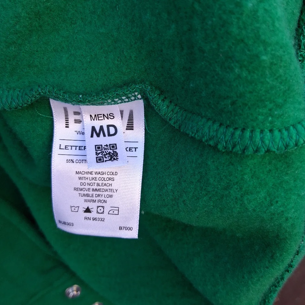 Men's Green and White Varsity Jacket